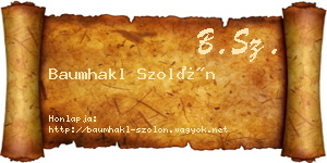 Baumhakl Szolón névjegykártya